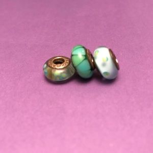 Lot of 3 Murano Glass Pandora Charms